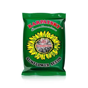 Geröstete Sonnenblumenkerne schwarz mit Schale - Karpaysky, 380 g Geröstete Sonnenblumenkerne schwarz mit Schale - Karpaysky, 380 g