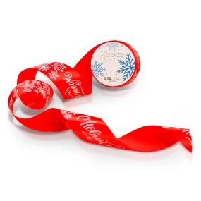 Satinband - Frohes neues Jahr, rot, 5 m x 4 cm