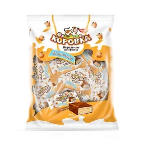  Waffelkonfekt - Korovka, mit Milchgeschmack in kakaohaltiger Fettglasur, 250 g 