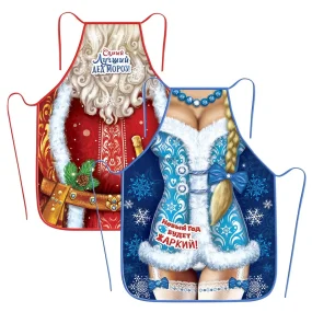 Schürzen-Set - Neues Jahr, Weihnachtsmann und Snegurotschka, 2-teilig Schürzen-Set - Neues Jahr, Weihnachtsmann und Snegurotschka, 2-teilig