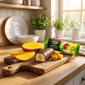 Сырок творожный, со вкусом манго, глазированный, Волошково Поле, 36 г