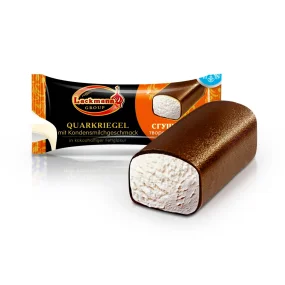 Quarkriegel in Schokoglasur mit Kondensmilchfüllung, Lackmann, 38 g Quarkriegel in Schokoglasur mit Kondensmilchfüllung, Lackmann, 38 g
