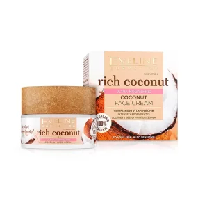 Ultra-nährende Gesichtscreme - Rich Coconut, mit Vitaminen und Kokosöl, Eveline Cosmetics, 50 ml