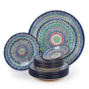 Сервиз для плова - Мехроб синий - MSV1 - BЖ - Риштанская керамика, 13 предметов