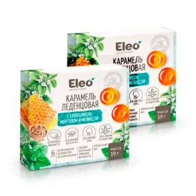 Карамель леденцовая, с прополисом, ментолом и мелиссой , Eleo, 19 г х 2 шт. 
