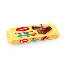 Mini-Biskuitrollen mit gesalzenem Karamell, Jaschkino, 200 g Mini-Biskuitrollen mit gesalzenem Karamell, Jaschkino, 200 g