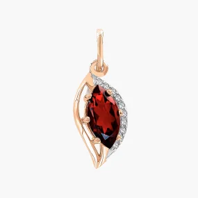Anhänger, Rotgold 585°, Granat, Zirkonia, 21 mm