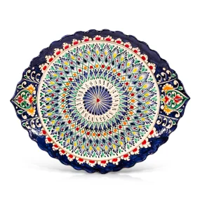 Ляган резной овальный, Мехроб РО6, Риштан, 34 х 42 см