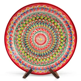 Lagan Mehrob rot, Rischtan Keramik, Handarbeit, Muster MIX, Ø 42 cm Lagan Mehrob rot, Rischtan Keramik, Handarbeit, Muster MIX, Ø 42 cm
