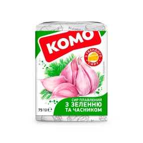 Сырок -  С зеленью и чесноком, плавленый, 40 % жирности, Комо, 75 г Сырок -  С зеленью и чесноком, плавленый, 40 % жирности, Комо, 75 г