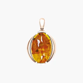 Anhänger, Silber 925°vergoldet, Bernstein, 25 mm