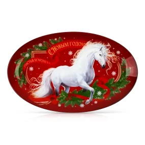 Блюдо овальное - Счастья и успеха, стекло, 24,5 х 15 х 2 см