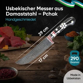 Usbekischer Messer aus Damaststahl – Pchak, 29 cm
