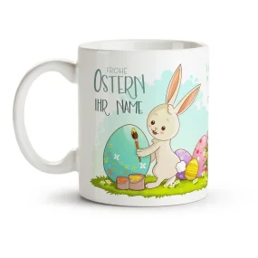 Кружка именная - Frohe Ostern, пасхальные мотивы, керамика, 330 мл