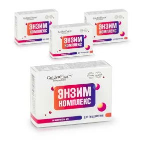 Enzymkomplex, Golden Pharm, 30 Tabletten х 4 Enzymkomplex, Golden Pharm, 30 Tabletten х 4