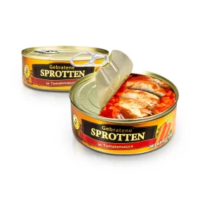 Gebratene Sprotten Brivais Vilnis, in Tomatensoße mit Gemüse, 240 g Gebratene Sprotten Brivais Vilnis, in Tomatensoße mit Gemüse, 240 g