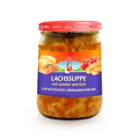 Lachssuppe, mit Gemüse und Reis, Dovgan, 480 g