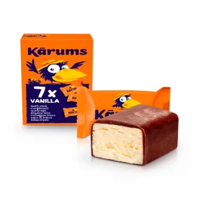 Quarkriegel mit Vanillegeschmack, in Schokoglasur, Karums, 7 x 45 g Quarkriegel mit Vanillegeschmack, in Schokoglasur, Karums, 7 x 45 g