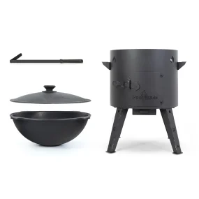 Набор - Учаг - КазаноFF, для Узбекского казана 16 литров, Ø 44 см + казан чугунный, алюминиевая крышка, плоское дно, Ø 46,5 см, 16 л