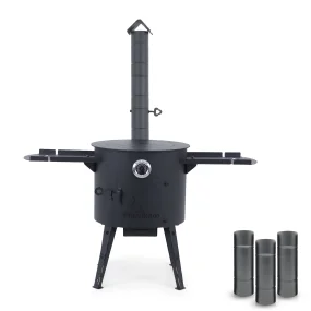 Feuerofen Utschak Ø 40 cm mit Abzugsrohr, für Kasan 12 L, Thermometer, Ablagetischen, Ofenplatte