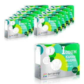 Калия йодид 200 мкг, Витамир, 100 таблеток, 12 уп.