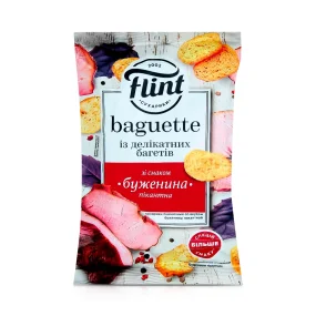 Weizen-Croutons - Flint Baguette, Schweinefleischgeschmack, 60 g Weizen-Croutons - Flint Baguette, Schweinefleischgeschmack, 60 g