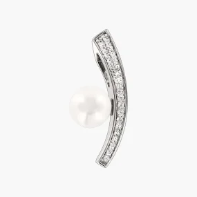Anhänger, Silber 925°, Zirkonia, Süßwasser-Zuchtperle, 26 mm