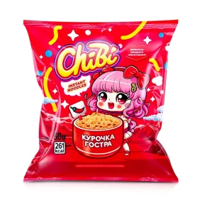 Instant Nudeln, mit Hühnergeschmack, scharf, Chibi, 60 g Instant Nudeln, mit Hühnergeschmack, scharf, Chibi, 60 g