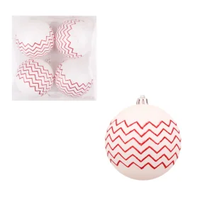 Weihnachtskugeln - Intervall, Zickzack, Kunststoff, Ø 8 cm, 4 Stk. Weihnachtskugeln - Intervall, Zickzack, Kunststoff, Ø 8 cm, 4 Stk.