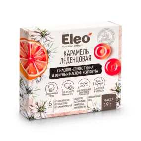 Bonbonkaramell, mit Schwarzkümmelöl und ätherischem Grapefruitöl, Eleo, 19 g Bonbonkaramell, mit Schwarzkümmelöl und ätherischem Grapefruitöl, Eleo, 19 g