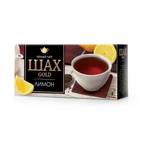 Чай чёрный байховый - Шах Голд, с ароматом лимона, 25 пакетиков, 50 г  Чай чёрный байховый - Шах Голд, с ароматом лимона, 25 пакетиков, 50 г