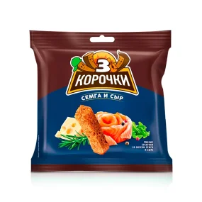 Сухарики ржаные - Три корочки, со вкусом сёмга и сыр, 100 г