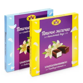 Probierpaket Schaumzuckerkonfekt - Ptitschje Molotschko, in kakaohaltiger Fettglasur, 2 х 220 g