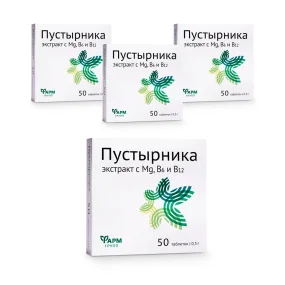 Пустырника экстракт, с Mg и В6, ФармГрупп, 50 таблеток х 4 шт.  Пустырника экстракт, с Mg и В6, ФармГрупп, 50 таблеток х 4 шт.