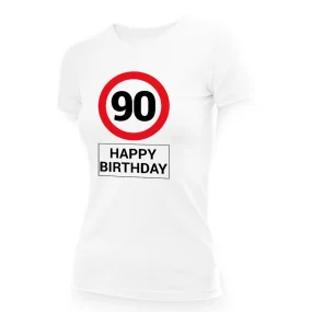 Футболка женская - дизайн Happy birthday 90, хлопок Футболка женская - дизайн Happy birthday 90, хлопок