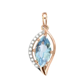 Anhänger, Rotgold 585°, Zirkonia, Blauer Topas, 20 mm