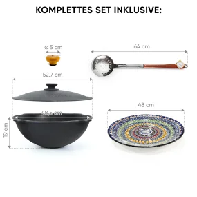 Set - Kasan 22 l + Servierplatte Ø 42 cm + Schaumlöffel 64 cm + Griff für Kasan