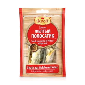 Snack aus Goldband-Selar, luftgetrocknet und gesalzen - hell, Ikroff, 36 g