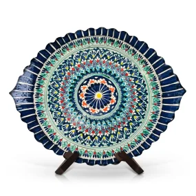 Lagan, geschnitzt, oval, Mehrob M, Rishtan Keramik, Ø 42-35 cm