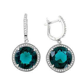 Серьги-подвески, серебро 925°, фианит, 32 мм Серьги-подвески, серебро 925°, фианит, 32 мм