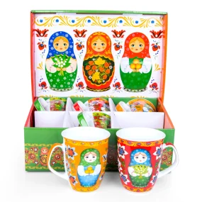 Tassen-Set - Matröschka, Porzellan, 6 Stk., 300 ml