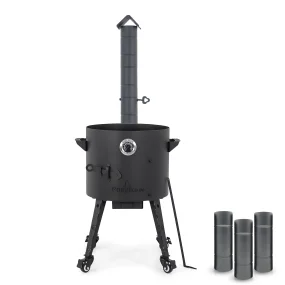 Печь учаг Ø 40 см с дымоходной трубой, для казана 12 л, колёса