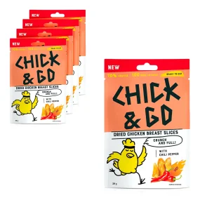 Getrocknete Hähnchenbrustfiletscheiben mit Chili, Chick & Go, 5 х 30 g Getrocknete Hähnchenbrustfiletscheiben mit Chili, Chick & Go, 5 х 30 g