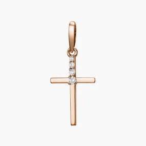 Kreuz Anhänger, Rotgold 585°, Zirkonia, 26 mm