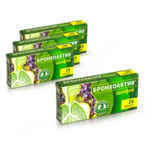 Бронхоактив шалфей, 20 таблеток, 4 уп.