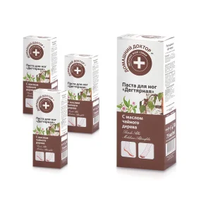 Fußpaste - Birkenteer, mit Teebaumöl, Domaschnij Doktor, 75 ml х 4 Fußpaste - Birkenteer, mit Teebaumöl, Domaschnij Doktor, 75 ml х 4