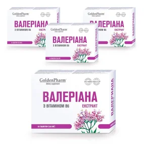 Экстракт валерианы с витамином В6, Golden Pharm, 50 таблеток х 4 шт. Экстракт валерианы с витамином В6, Golden Pharm, 50 таблеток х 4 шт.