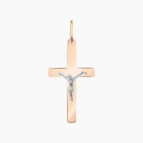 Kreuz Anhänger, Rot- / Weißgold 585°, 29 mm 0,76 gr