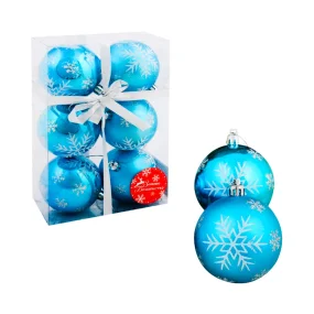 Weihnachtsbaumkugeln - Schneefall, Kunststoff, hell blau, Ø 7 cm, 6 Stk.