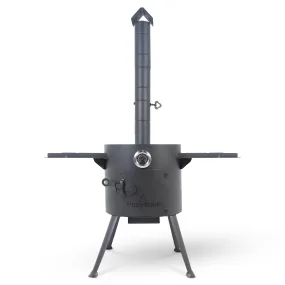 Feuerofen Utschak Ø 36 cm mit Abzugsrohr, für Kasan 10 L, Thermometer, Ablagetischen,